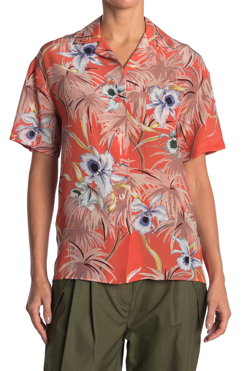 Valentino Floral Short Sleeve Silk Shirt | Nordstromrack