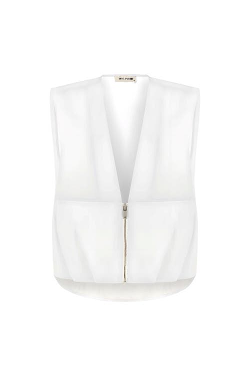 Nocturne Zippered Vest In White
