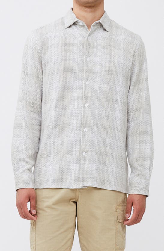 Shop French Connection Barrow Dobby Check Button-up Shirt In Sand Combo