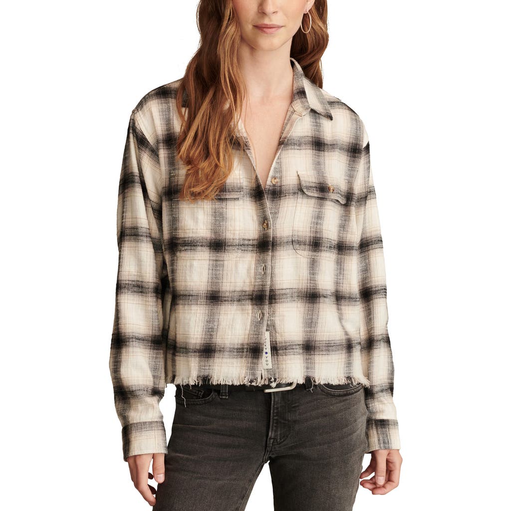 LUCKY BRAND LUCKY BRAND RAW EDGE PLAID BUTTON-UP SHIRT