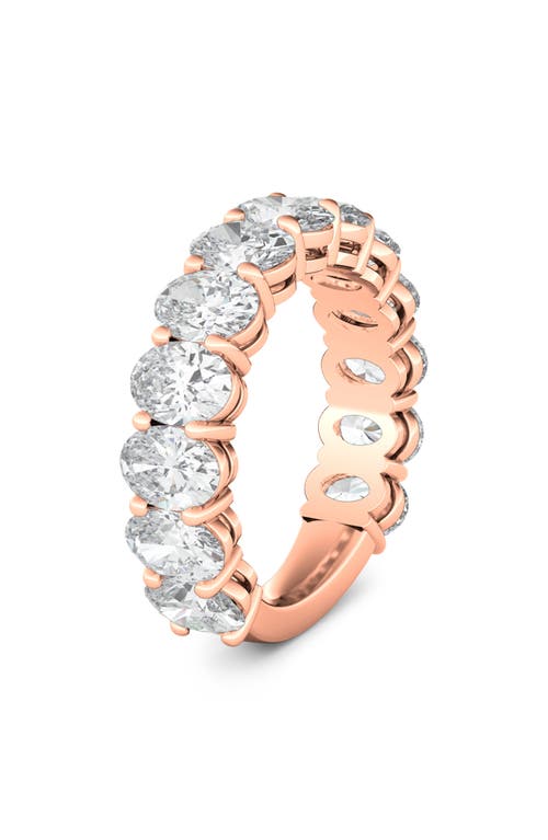 HauteCarat 3/4 Oval Cut Lab Created Diamond Eternity Ring in 18K Rose Gold