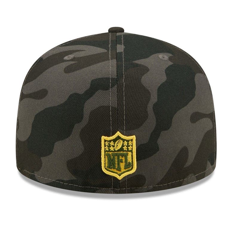 Men's New Era Black Green Bay Packers Camo 59FIFTY Fitted Hat