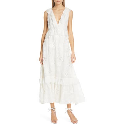 Amur Marilyn Eyelet Silk Dress, White