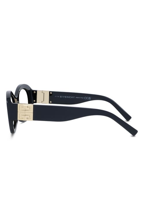 Shop Givenchy 4g Oval Sunglasses In Shiny Black/brown