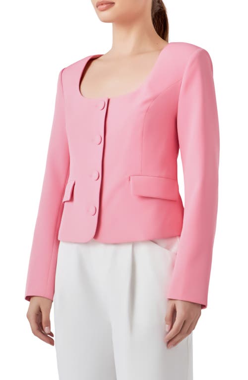 Endless Rose Women's Scooped U Buttoned Top In Pink
