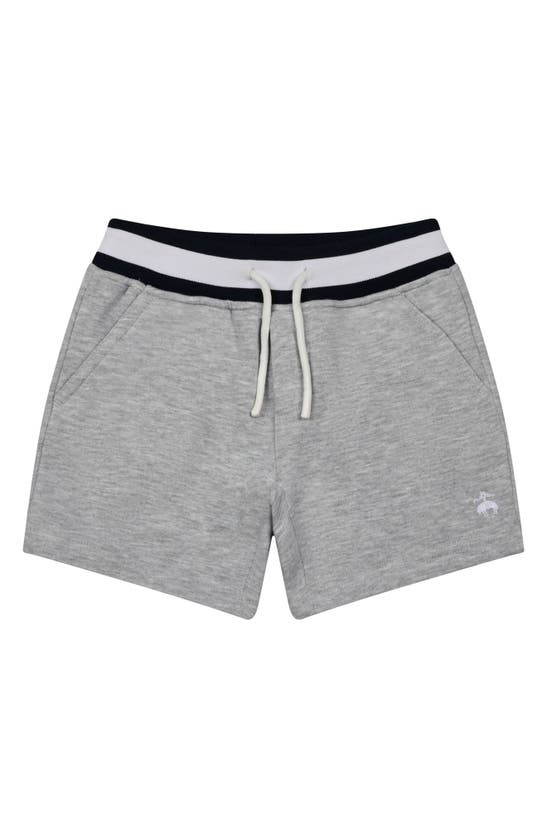 Shop Brooks Brothers Kids' Stripe Waistband Cotton Fleece Sweat Shorts In Medium Heather Grey