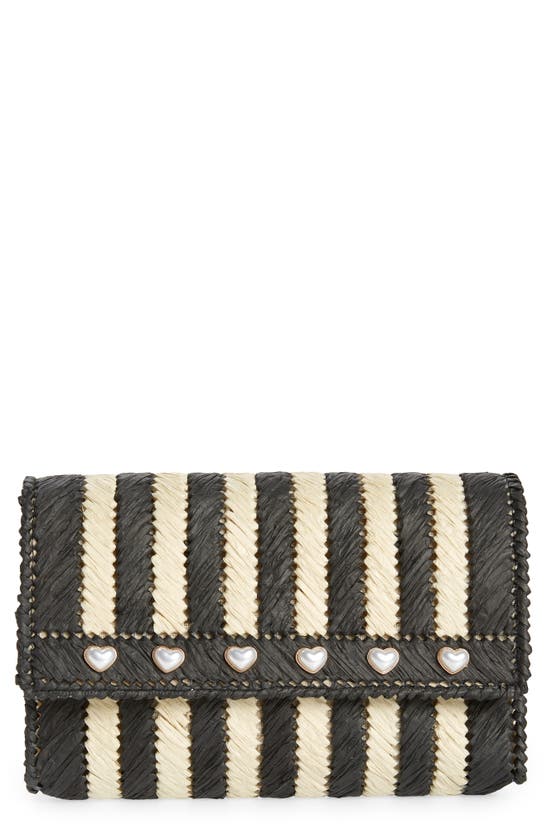 Btb Los Angeles Gizelle Straw Clutch In Black
