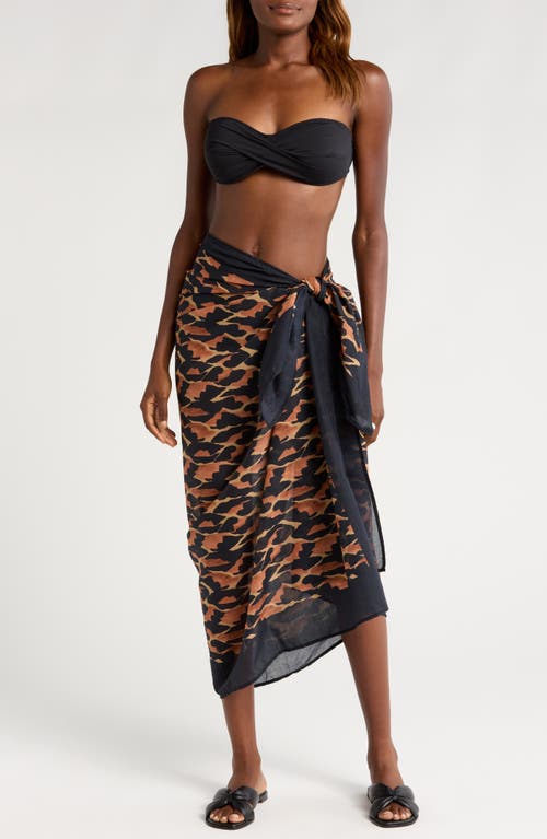 Shop Vix Swimwear Camu Print Cover-up Sarong In Black Multi