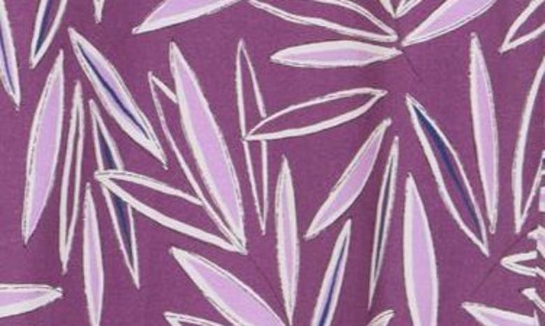 Shop Stone Rose Trim Fit Palm Print Short Sleeve Stretch Shirt In Purple