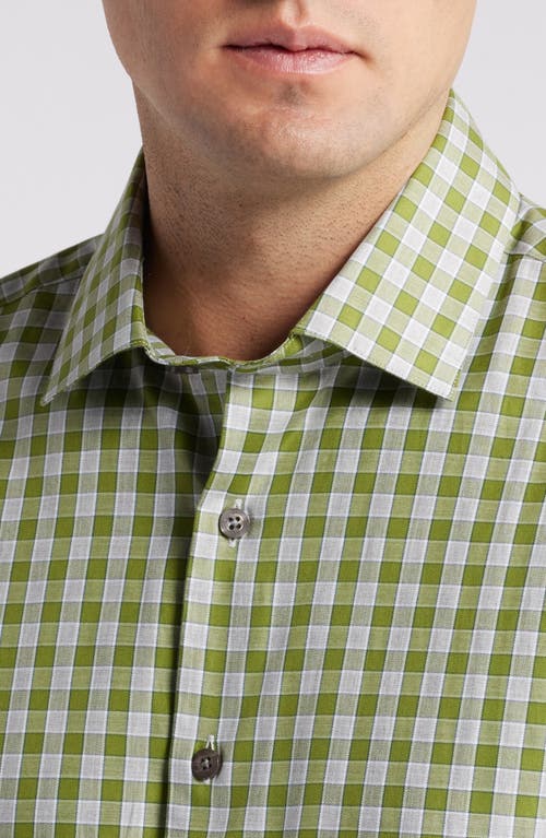 Shop Scott Barber Exploded Check Cotton Button-up Shirt In Grass