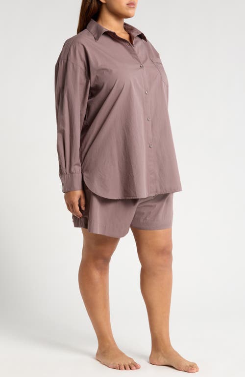 Shop Nordstrom Oversize Shirting Short Pajamas In Grey Plum