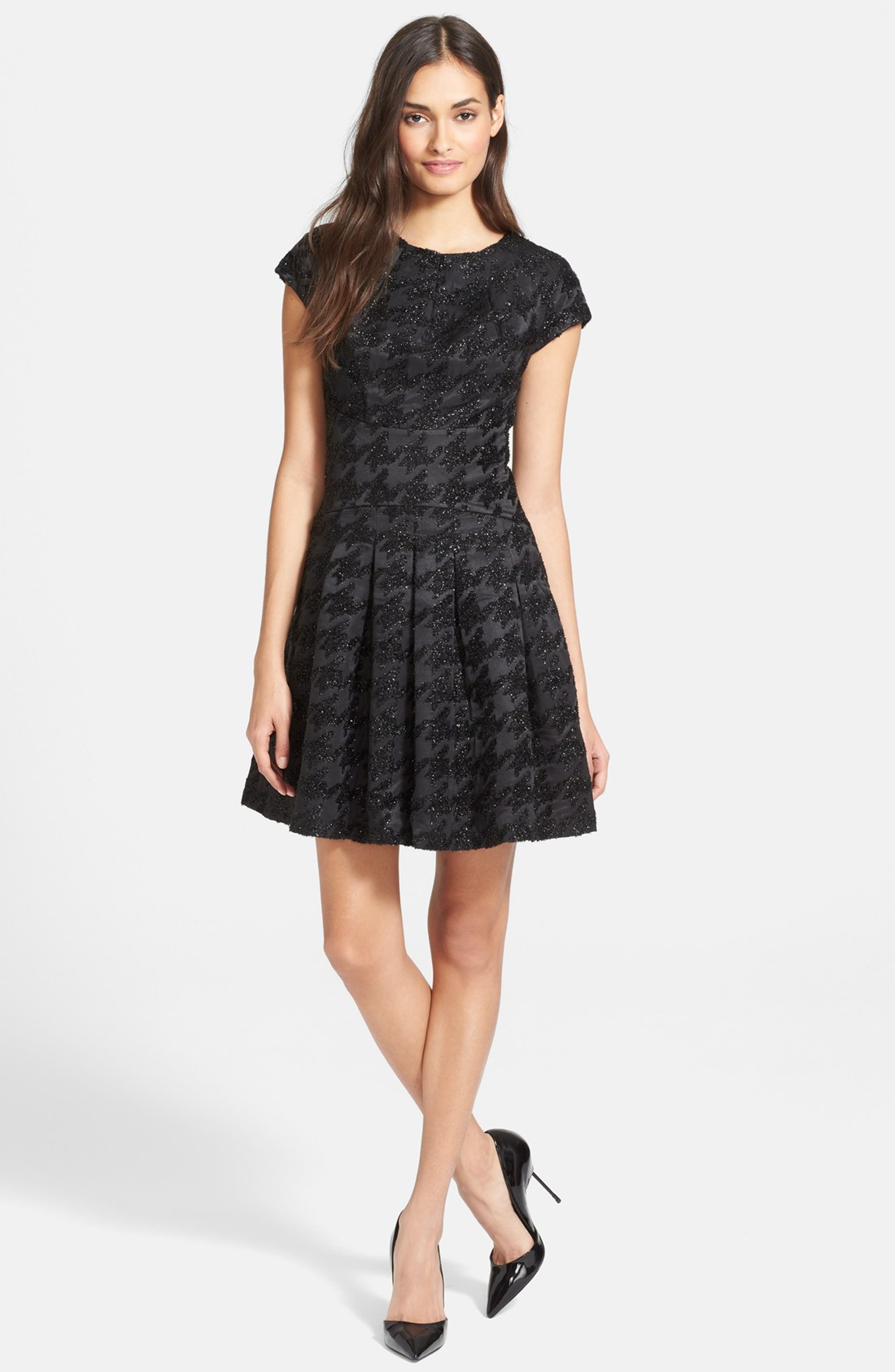 Ted Baker London 'Caley' Sparkle Jacquard Houndstooth Fit & Flare Dress ...