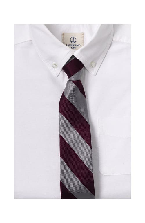 Lands' End School Uniform  Stripe To Be Tied Tie In Burgundy/feather Gray Stripe