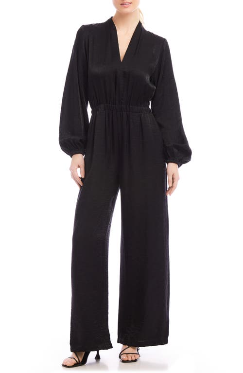 Fifteen Twenty Skyler Long Sleeve Wide Leg Jumpsuit In Black