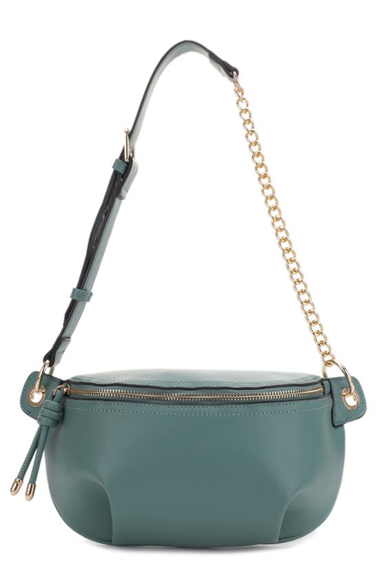 Shop Mali + Lili Evelyn Vegan Leather Belt Bag In Dark Sage