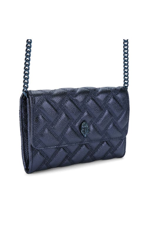 Shop Kurt Geiger London Kensington Drench Quilted Leather Wallet On A Chain In Dark Blue