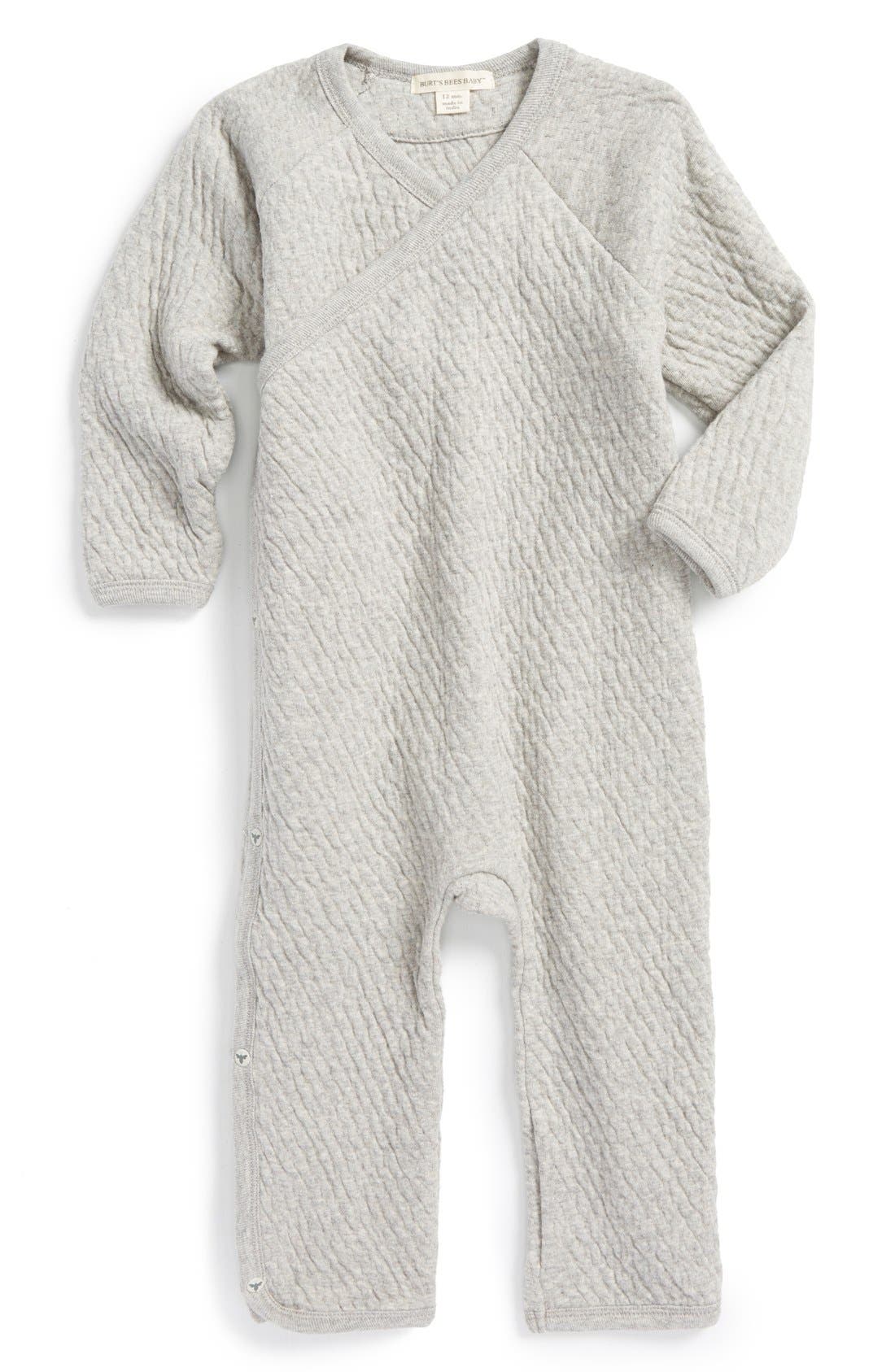 Burt's Bees Baby Organic Cotton Quilted Kimono Romper (Baby) Nordstrom