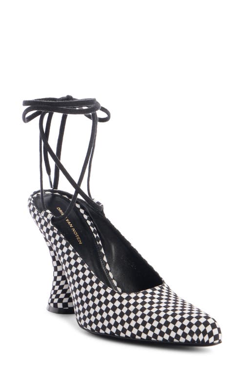 Dries Van Noten Check Ankle Tie Pump Black at Nordstrom,