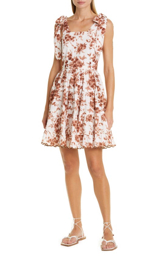 Mille Kiara Floral Cotton Sundress In Cafe Bouquet