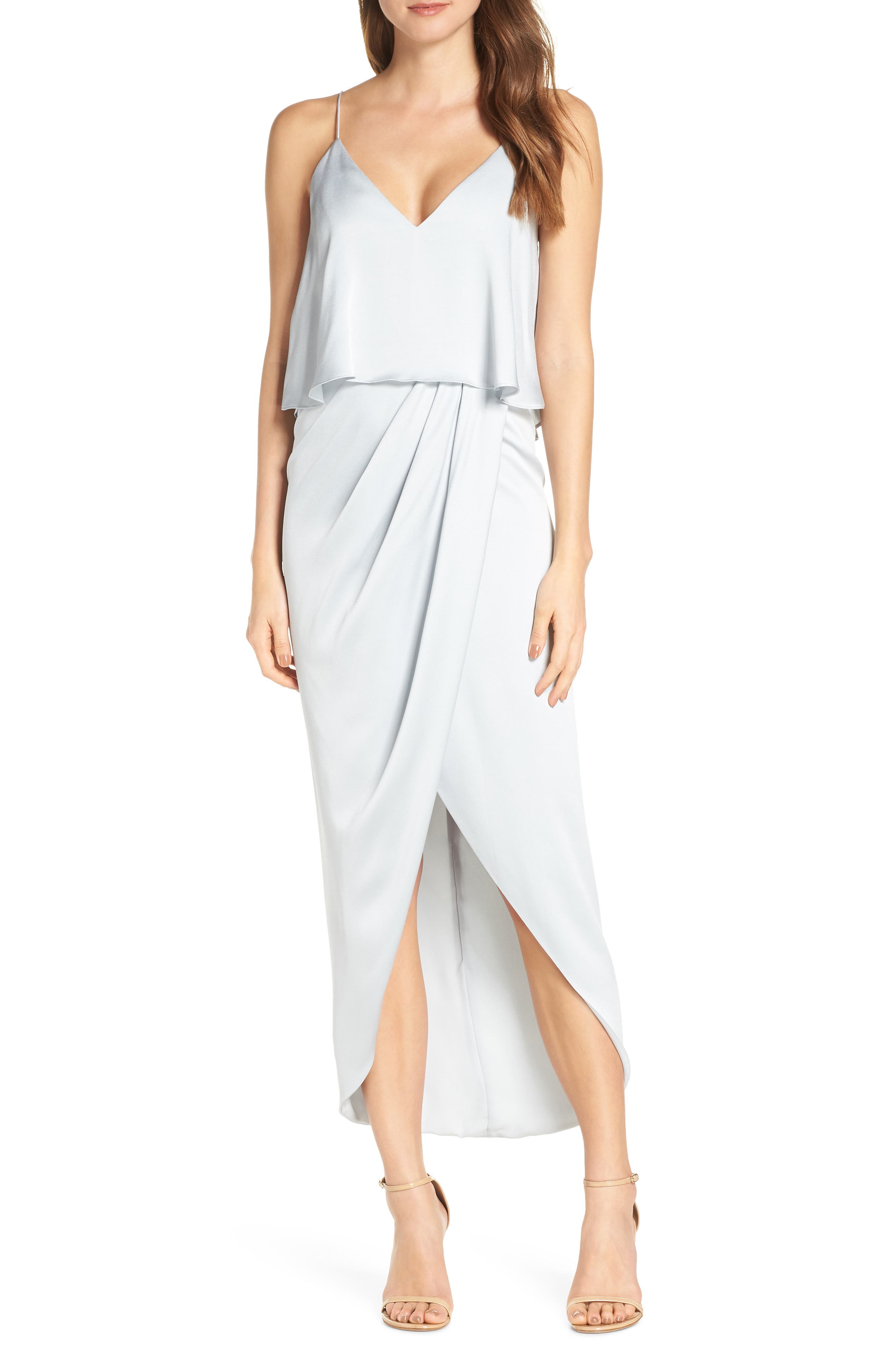 Shona Joy Luxe Frill Tulip Hem Maxi Dress, Blue