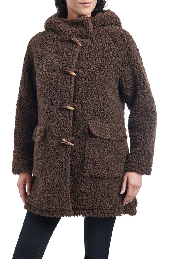 Lucky Brand Teddy Toggle Front Coat In Chocolate