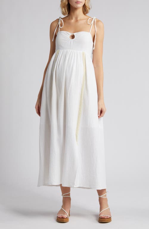 Chloe Lace Maternity Midi Dress in White
