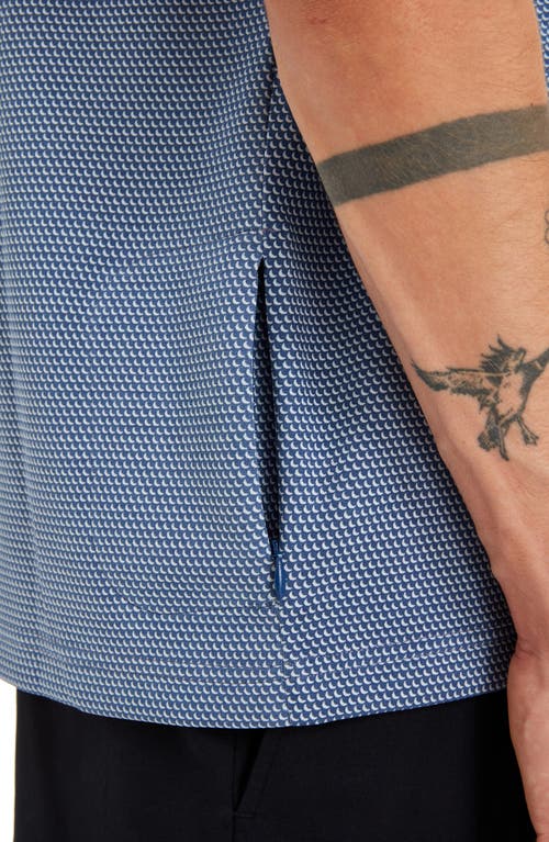 Sealskinz Ingworth Moon Print Polo In Royal Blue/cream