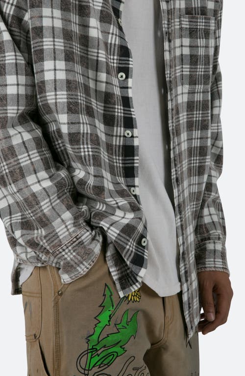 Shop Mnml Washed Plaid Button-up Shirt In Black/natural