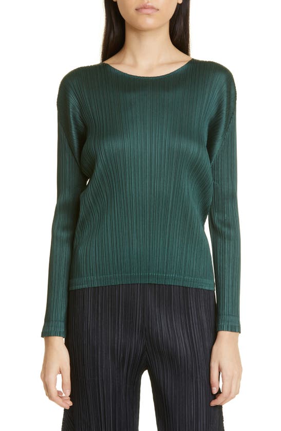 Issey Miyake Monthly Colors January Pleated Top In Dark Green | ModeSens