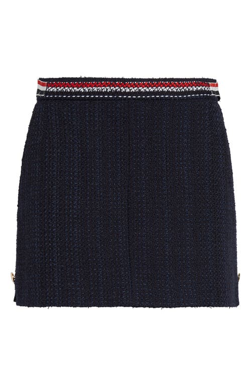 Shop Thom Browne Side Tab Tweed Miniskirt In Navy