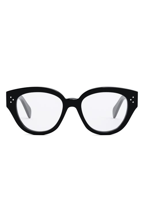 CELINE 51mm Bold Optical Glasses in Shiny Black at Nordstrom
