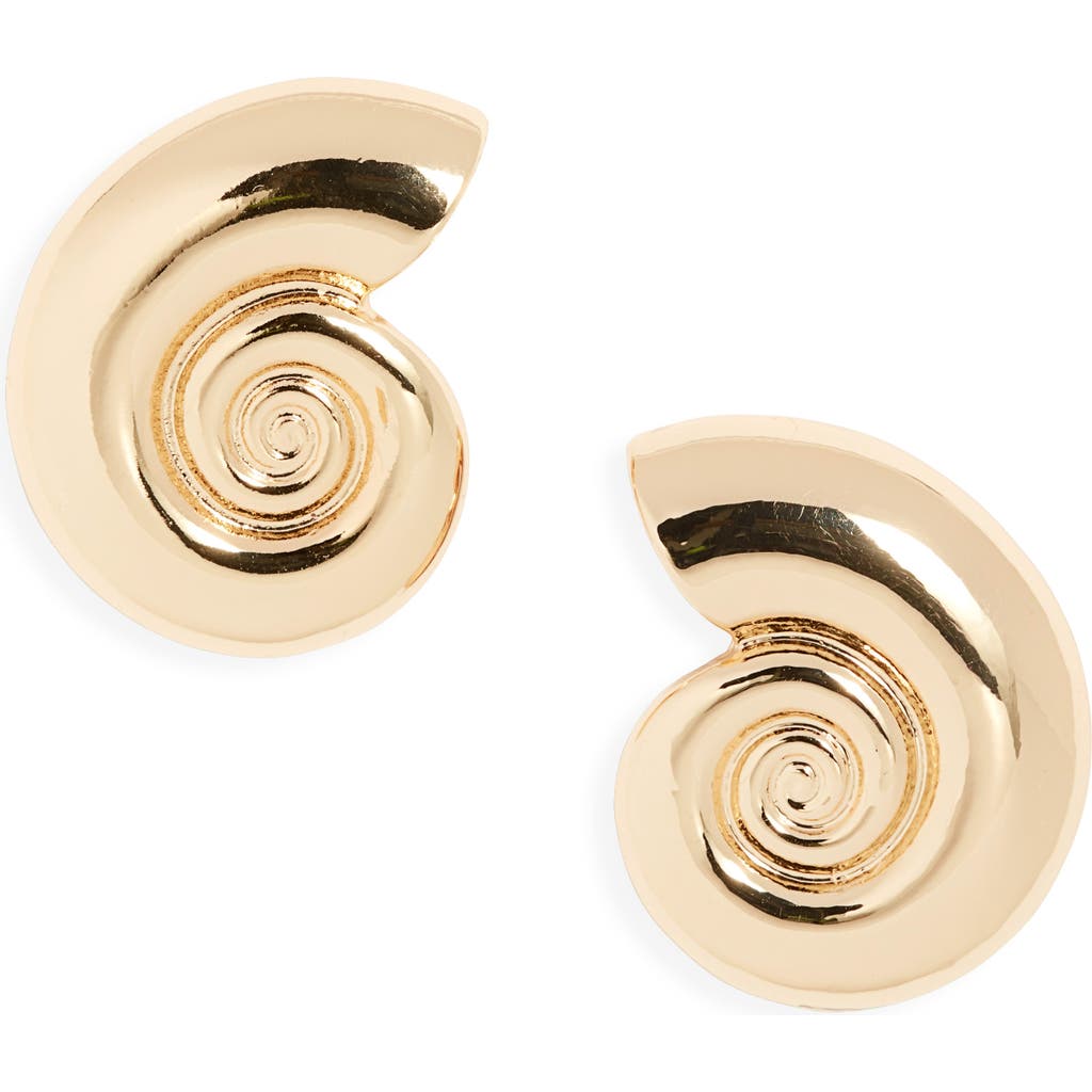 Open Edit Shell Stud Earrings In Gold