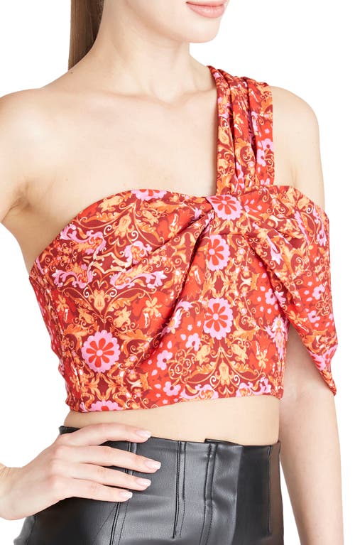 AMUR Paije Bow Detail One-Shoulder Bustier in Rosewood Kaleidoscope Paisley
