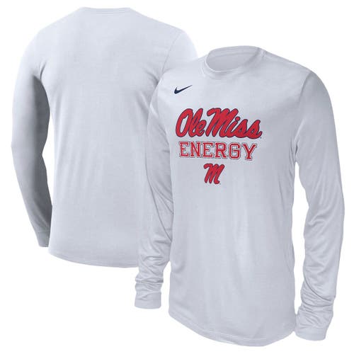 Unisex Nike White Ole Miss Rebels 2024 On-Court Bench Long Sleeve T-Shirt