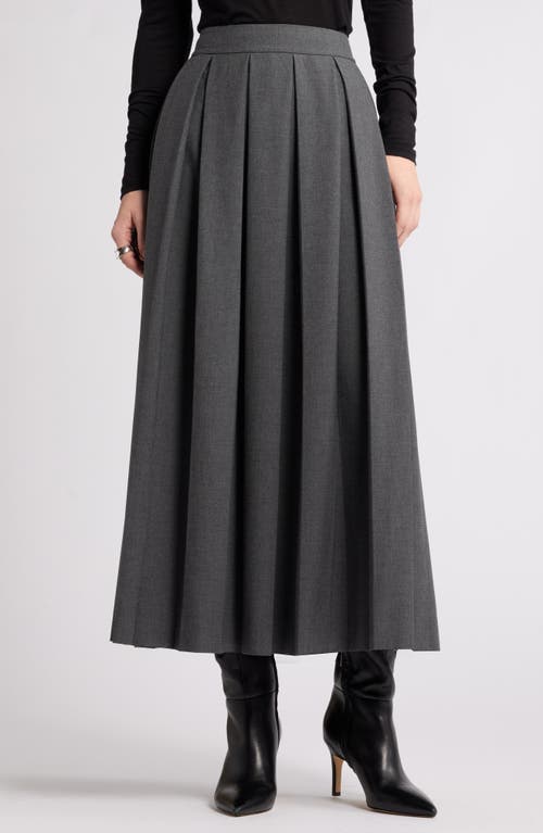 Nordstrom Pleated Midi Skirt In Grey Dark Heather