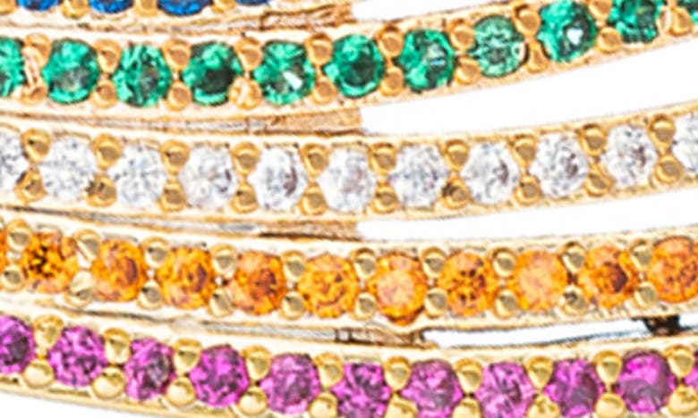 Eye Candy Los Angeles Star & Cloud Cz Rainbow Drop Mismatched Earrings In Gold