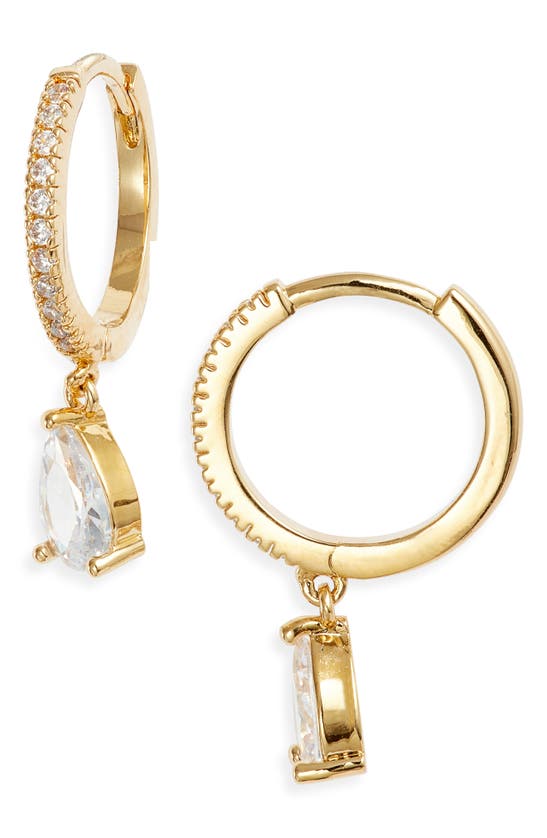 Shop Nordstrom Demi Fine Cubic Zirconia Drop Huggie Hoop Earrings In 14k Gold Plated