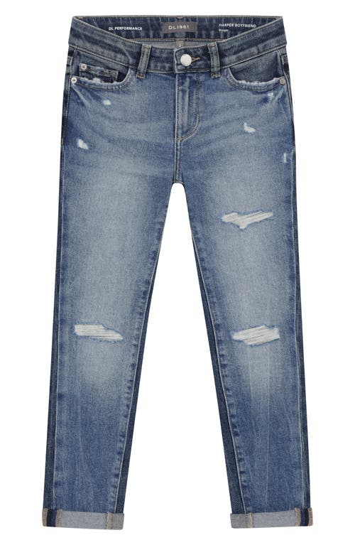 DL1961 Kids' Harper Ripped Boyfriend Straight Leg Jeans in Twilight Hour Distressed at Nordstrom, Size 10