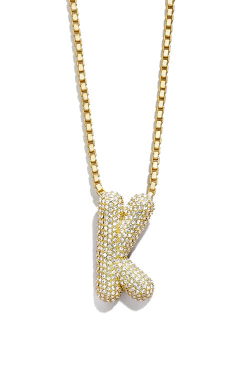 Pavé Crystal Bubble Initial Pendant Necklace in Gold K