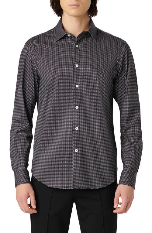Bugatchi James OoohCotton® Pin Dot Print Button-Up Shirt in Black 