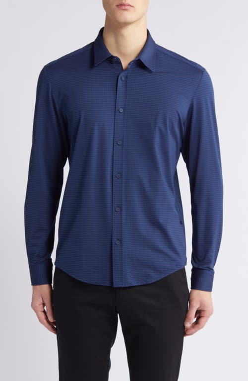 Shop Hugo Boss Boss Liam Kent Regular Fit Check Stretch Button-up Shirt In Dark Blue