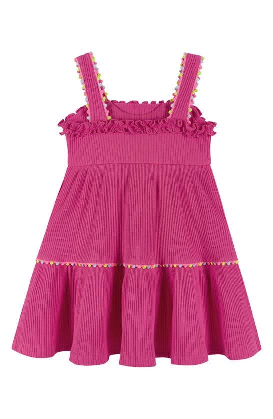 Shop Andy & Evan Kids' Ruffle Rib Dress In Fuchsia