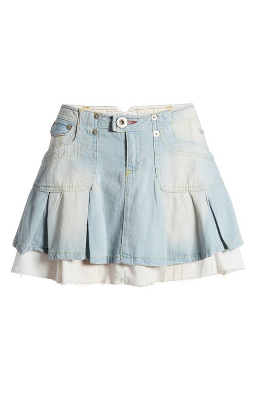 Shop Bdg Urban Outfitters Ruby Rara Denim Miniskirt In Bleach Denim