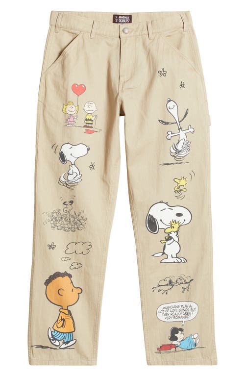 Shop Market X Peanuts Senior Flat Front Pants In Khaki