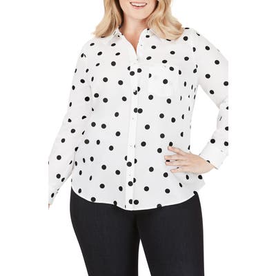 Plus Size Foxcroft The Hampton Flirty Dot Button-Up Shirt, Black