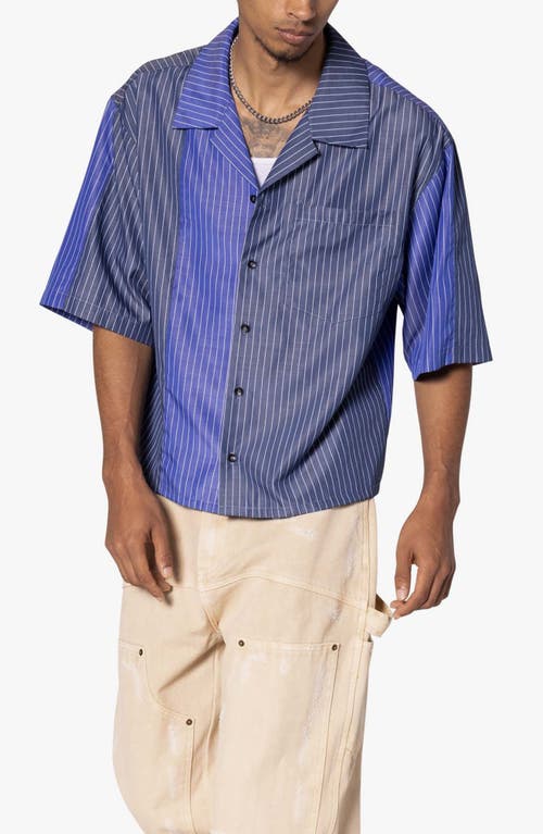 Shop Mnml Colorblock Stripe Camp Shirt In Blue