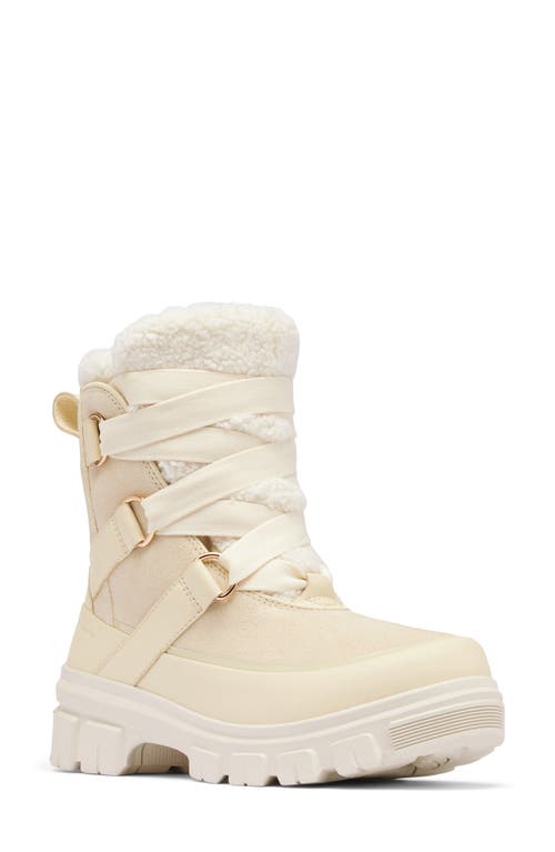 Sorel Tivoli V Faux Shearling Waterproof Boot In Honey White/chalk