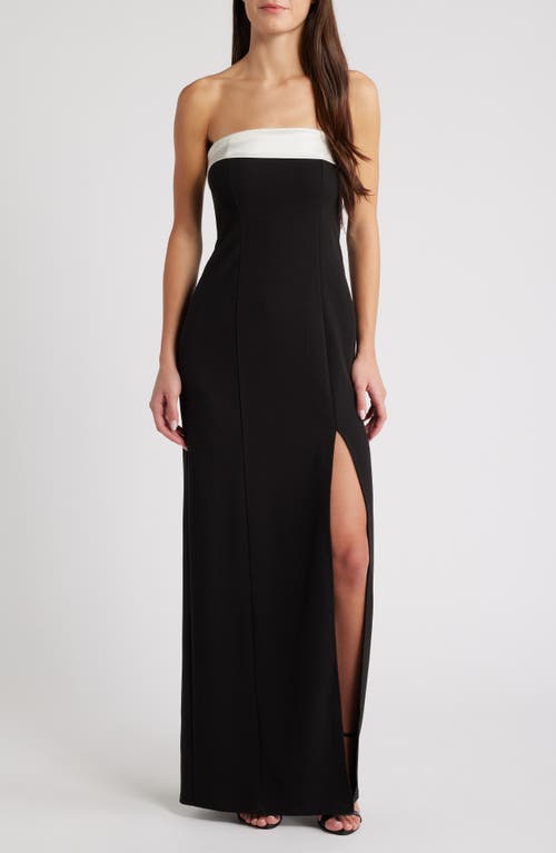Lulus Elevated Element Strapless Gown In Black/white