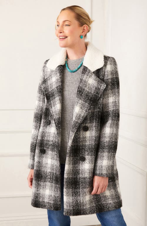 Karen Kane Faux Shearling Car Coat In Plaid