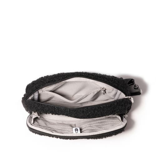 Shop Baggallini Modern Belt Bag Sling In Black Faux Shearling